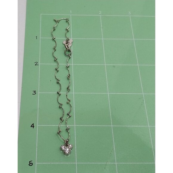 Disney Hidden Mickey Mouse Silver Tone Bracelet Rhinestone Charm 9" Delicate - Picture 6 of 6